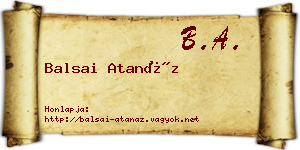Balsai Atanáz névjegykártya